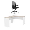 Ver imagem 1 de Mesa de Escritório em L 120x60cm + Cadeira Ergonômica Reclinável com Apoio Lombar