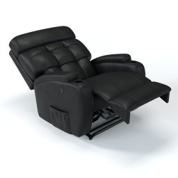 Poltrona do Papai Reclinável em Corino Cor Preta com Massagem Reclinação Elétrica - Modelo Florença - 6