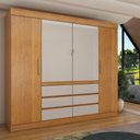 Ver imagem 1 de Guarda-roupa Casal Luxúria 4 Portas 6 Gavetas Cinamomo/off White - Panorama Móveis