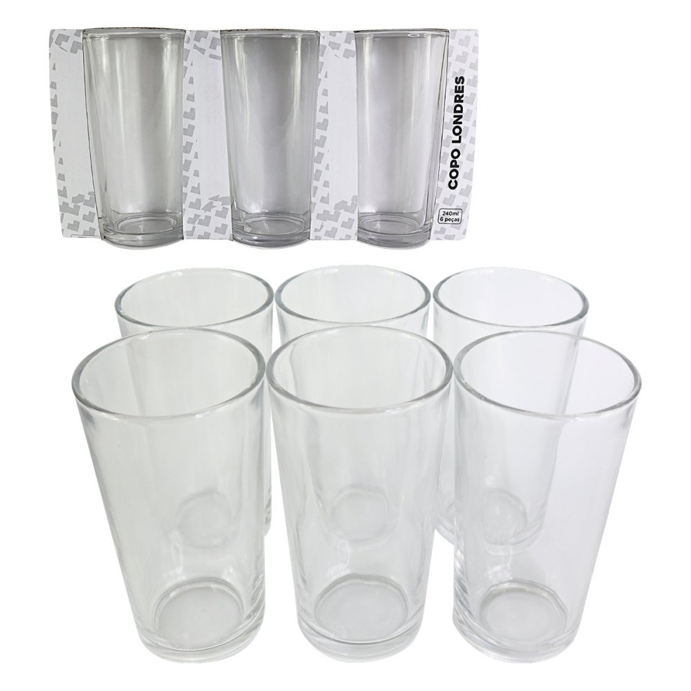 Conjunto de 06 Copos de Vidro Londres 240ml - 1