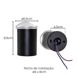 Balizador Ascoli Redondo Escovado Led 3w 30° Luz Quente 9619 Galaxy St3040 - 2