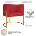 Ver imagem 5 de Kit Divã Luna 140cm Lado Esquerdo e 02 Poltronas Base de Ferro Dourado Suede Vermelho