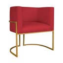 Ver imagem 2 de Kit Divã Luna 140cm Lado Esquerdo e 02 Poltronas Base de Ferro Dourado Suede Vermelho