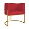 Kit Divã Luna 140cm Lado Esquerdo e 02 Poltronas Base de Ferro Dourado Suede Vermelho - 2