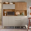 Ver imagem 1 de Cozinha Compacta Pitaya 7 Portas 2 Gavetas e Pés Reguláveis - Amêndola Touch/ Nude Prime Tx Demobile