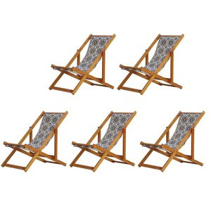 Kit 5 Cadeira Espreguiçadeira Dobrável Mel Sb-mandala