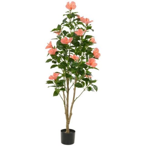 Planta Artificial Arvore Papoula Real Toque C/pote X14 Laranja 1,4m