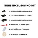 Ver imagem 2 de Jogo de Assadeira Alta Retangular 03 Peças Antiaderentes + Luva Térmica + Pincel Vermelho + Descanso