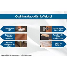 Cozinha Modulada Telasul Thela Macadâmia Thela Macadâmia 5 Peças (2aéreos+2balcões+1paneleiro) - 2