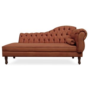 Divã Recamier Namoradeira Larissa 185cm com Capitonê - Esquerda Suede - Renascer Decor:Marrom