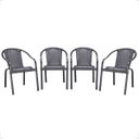 Ver imagem 1 de Cadeira de Aluminio Tramada em Fibra Maresia 4 Unidades - Preto
