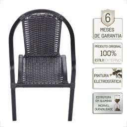 Cadeira de Aluminio Tramada em Fibra Maresia 4 Unidades - Preto - 3