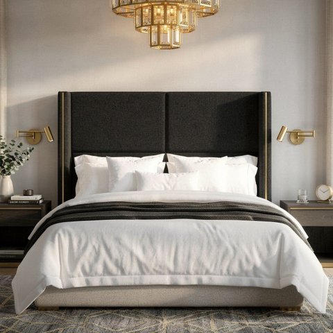 Cabeceira Cama Box Queen Size Estofada Essence 160cm com Sapatas Plásticas Braços Laterais