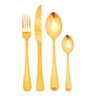 Conjunto Faqueiro 16 Peças Jogo Talheres de Mesa Jantar Garfo Faca Colher Victoria Gold Inox - 1