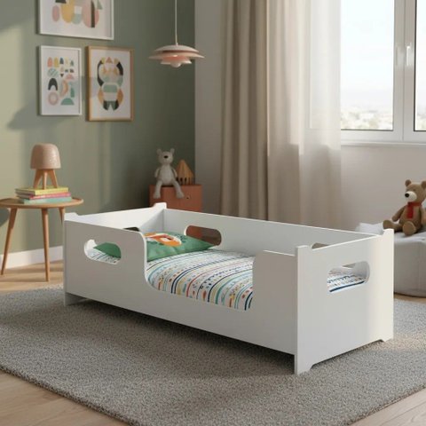 Cama Infantil Branca Mdf/mdp Segura Confortável sem Colchão