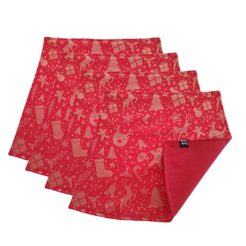 Jogo Americano Luxo Natalino Decoração Natal Dupla Face 4 UN