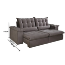 Ver imagem 2 de Sofá 2,30 Retrátil Reclinável Valentina Cor Cinza Tecido Linho Molas Bonnel 4 Lugares