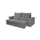 Ver imagem 1 de Sofá 2,30 Retrátil Reclinável Valentina Cor Cinza Tecido Linho Molas Bonnel 4 Lugares