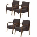 Ver imagem 1 de Kit 4 Poltronas 1 Lugar Jade Pé Madeira D Salla Marrom