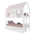 Ver imagem 2 de Beliche Casinha Bela com Coração 2 Gavetas - Madeira Maciça Branco/Rosa | Megamobilia
