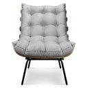 Ver imagem 6 de Kit Poltrona e Puff Costela Suede Cinza