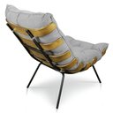 Ver imagem 4 de Kit Poltrona e Puff Costela Suede Cinza