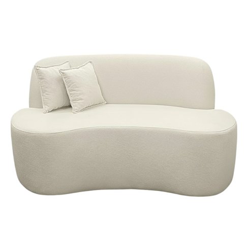 Sofá Ondulado Orgânico Pequeno 2 Lugares Sala Bouclé:bouclé Off White