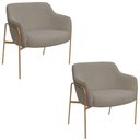 Ver imagem 1 de Kit 02 Poltronas Decorativas Jade Base Aço Ouro Fosco Bouclé Marrom Claro - Nexta Casa