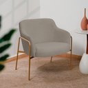 Ver imagem 3 de Kit 02 Poltronas Decorativas Jade Base Aço Ouro Fosco Bouclé Marrom Claro - Nexta Casa