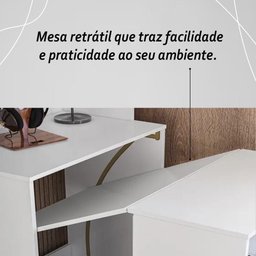 Armário Escrivaninha 2 Portas com Mesa Retrátil Duo - Branco - 5