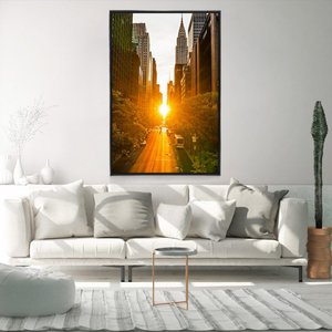 Quadro Decorativo Por do Sol na Cidade V Com Moldura e Sem Vidro 80X120
