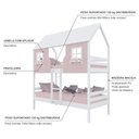 Ver imagem 4 de Beliche Casinha Encantada Madeira Maciça Rosa/ Branco Housin