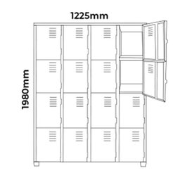 Armário Roupeiro de Aço Vestiário com 16 Portas Guarda-volumes Locker - 5