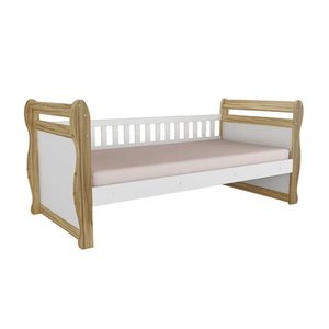 Cama Solteiro de Babá Maria Branco/amendoa - Peroba