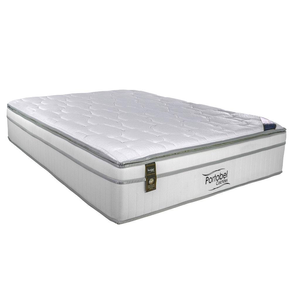 Conjunto Box Baú Queen Branco Colchão Ectasy e Pillow Top Europeu Molas