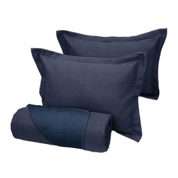 Colcha Cobre Leito King Poliéster Dupla Face 3pcs Azul - 2