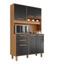 Ver imagem 2 de Kit Prime Armário para Cozinha 6 Portas 2 Gavetas (1,20 m) Marrom/Cinamomo/Preto Catedral