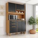 Ver imagem 1 de Kit Prime Armário para Cozinha 6 Portas 2 Gavetas (1,20 m) Marrom/Cinamomo/Preto Catedral