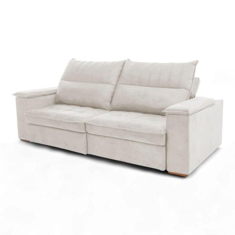 Sofá California 2 Lugares Retrátil e Reclinável 250cm Creme Loja Sheep