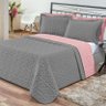 Colcha de Casal Roma 3pçs Dupla Face Queen Rosê e Cinza Casen - 2
