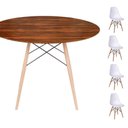 Ver imagem 1 de Conjunto Mesa Eames Eiffel Dsw Redonda Pau Ferro 90cm + 4 Cadeiras Eames Dsw - Branca