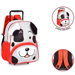 Mochila Infantil Escolar com Rodinhas Clio PETS Zoo Animais Clio STYLE CACHORRO VERMELHO - 3