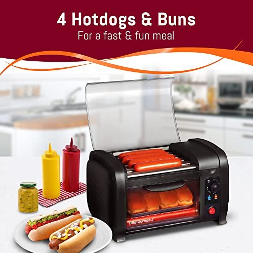 Elite Gourmet Torradeira Hot Dog com 5 Rolos Inoxidáveis e Timer 30 Min (preta) - 2