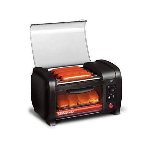 Elite Gourmet Torradeira Hot Dog com 5 Rolos Inoxidáveis e Timer 30 Min (preta)