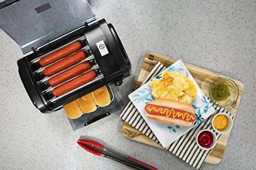 Elite Gourmet Torradeira Hot Dog com 5 Rolos Inoxidáveis e Timer 30 Min (preta) - 6