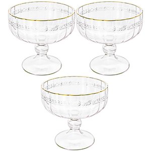 Taça de Sobremesa em Cristal Imperial Fio de Ouro 200ml 3 Peças - Lyor