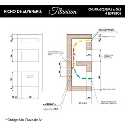Churrasqueira de Embutir 4 Espetos Rotativos a Gás Glp 220v Titanium Preta - 4