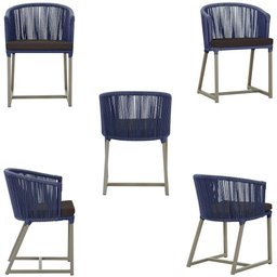 Mesa com 4 Cadeiras e Noronha Estofado 9 Trama Original Azul - 5