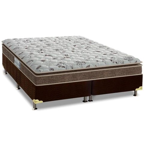 Cama Box Queen: Colchão Espuma Probel D45 Advanced + Base CRC Suede Brown(158x198)