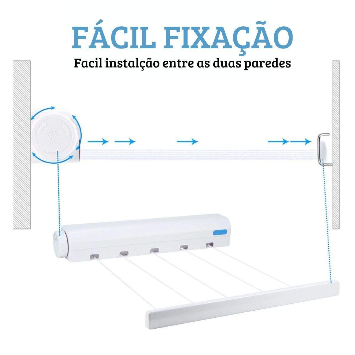 Varal Retrátil Ideal para Casa Ajustável 3,75m Lavanderia - 3